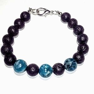 Men's Apatite & Lava Rock Gemstone Bracelet